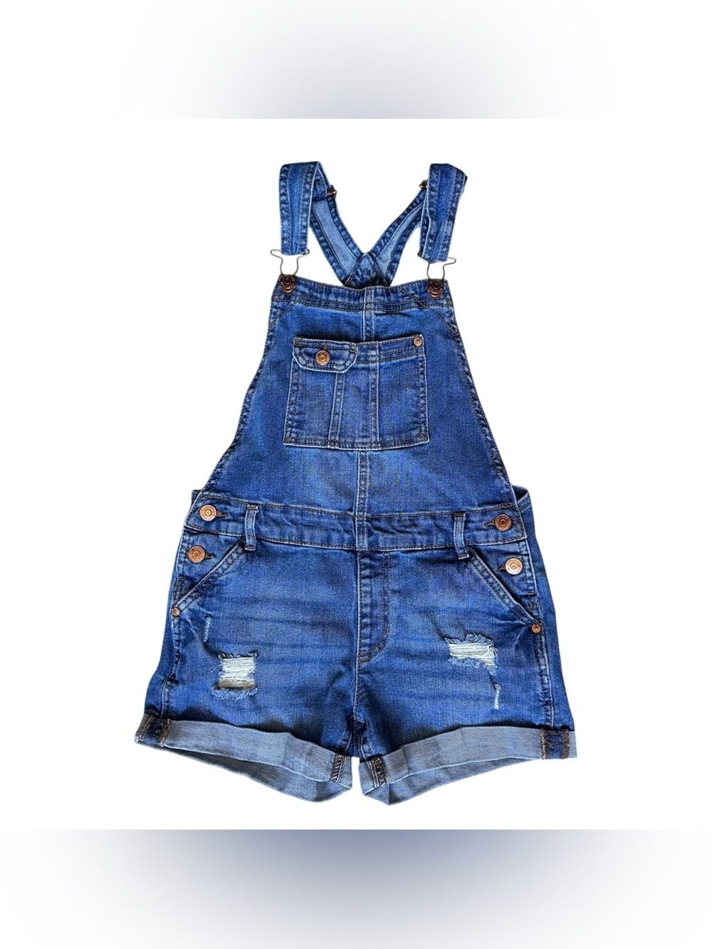 Jordache size 10/12 Girls Medium Wash Blue shorts denim Overalls